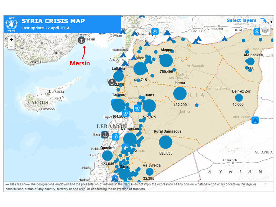 Syria map with Mersin