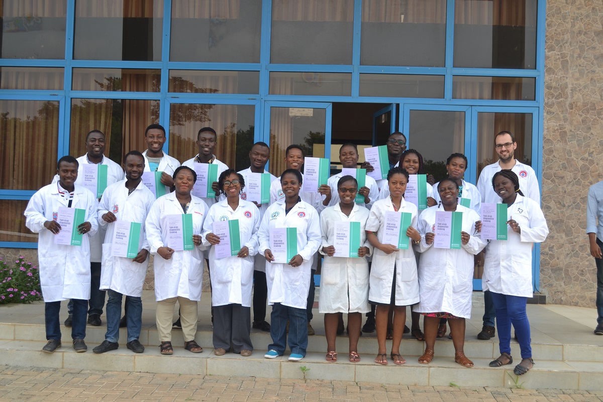 Participants from the Yam Virus Diagnostics Training Course at the Council for Scientific Research-Crops Research Institute (CSRI-CRI) in Ghana, 2019 | Photo provided by: G Silva